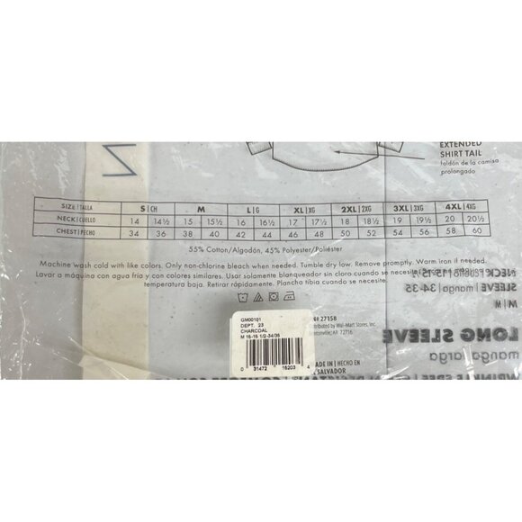 George Mens Dress Shirt Gray Comfort Collar Size 38-40/34-35 New - Picture 6 of 6